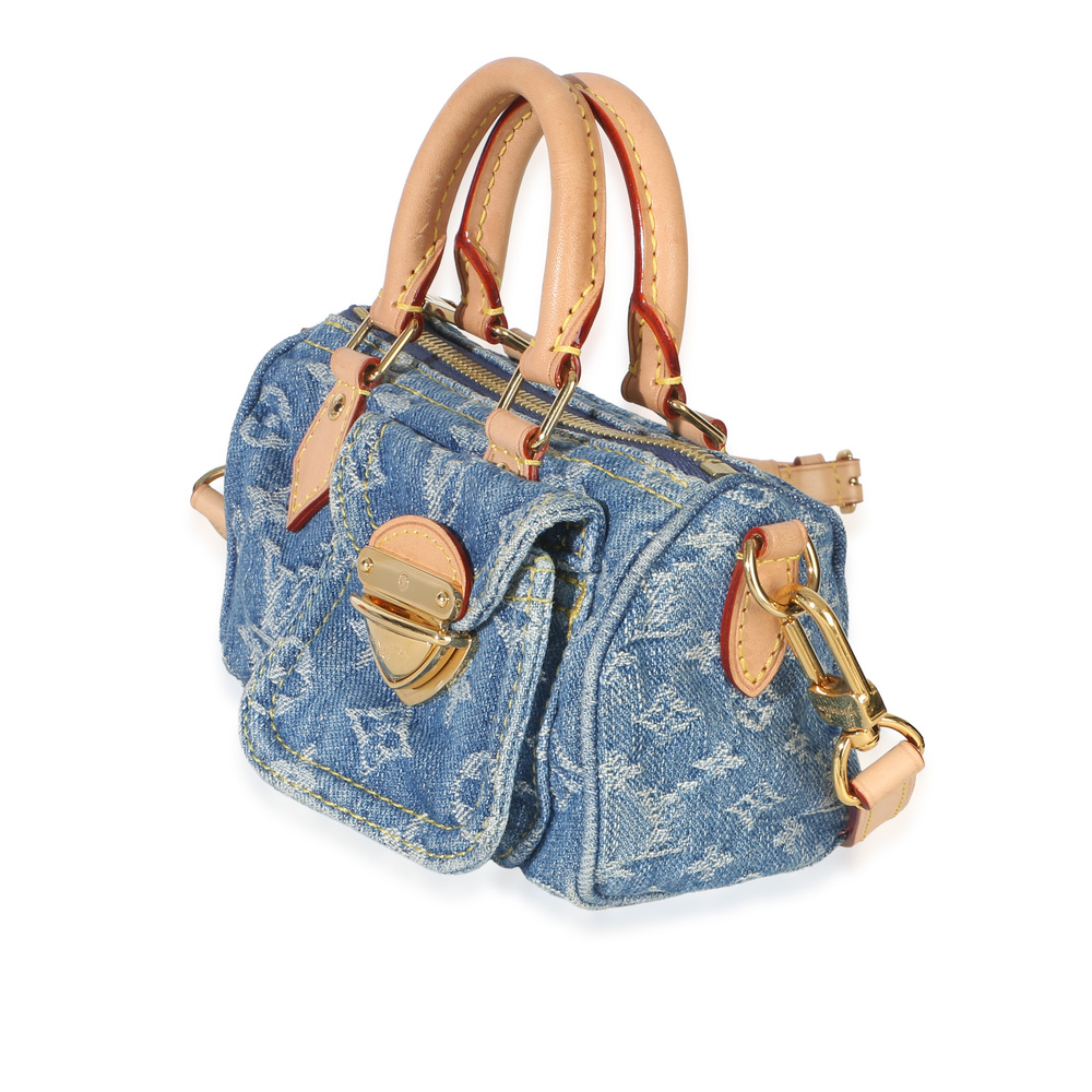 Louis Vuitton Blue Monogram Denim Nano Speedy - Picture 4 of 8